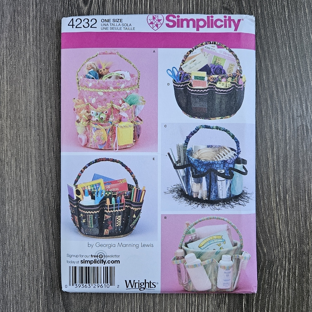 NEW Simplicity 4232 Bucket Covers Pattern